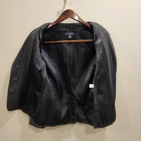 Banana Republic Blazer Women's 12 Charcoal Pinstripe Wool Cashmere Fitted Office - Picture 3 of 7